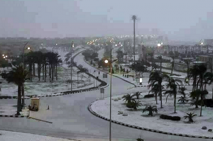 Snow covers the ground in the Middle East