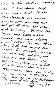 Letter sent to Los Angeles Times on March 13, 1971 (postmarked Pleasanton, California)