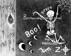 Halloween card sent to Paul Avery, reporter for the San Francisco Chronicle on October 27, 1970 (postmarked San Francisco)