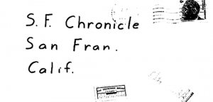 Envelope for map letter sent to San Francisco Chronicle on June 26, 1970