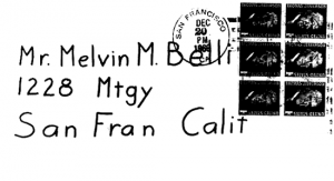 Envelope for letter sent to Melvin Belli on December 20, 1969 (postmarked San Francisco)