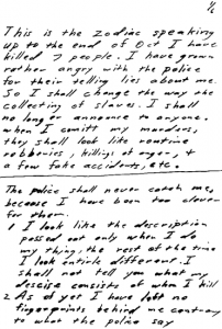 Bus bomb letter sent to San Francisco Chronicle on November 9, 1969 (postmarked San Francisco)