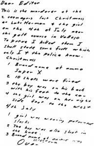 Letter sent to San Francisco Chronicle on July 31, 1969 (postmarked San Francisco, California)