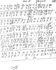 Cipher included with letter sent to San Francisco Examiner on July 31, 1969 (postmarked San Francisco, California)
