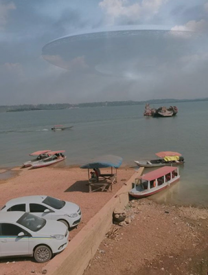 Huge cloaked UFO photographed travelling over China and India by many witnesses